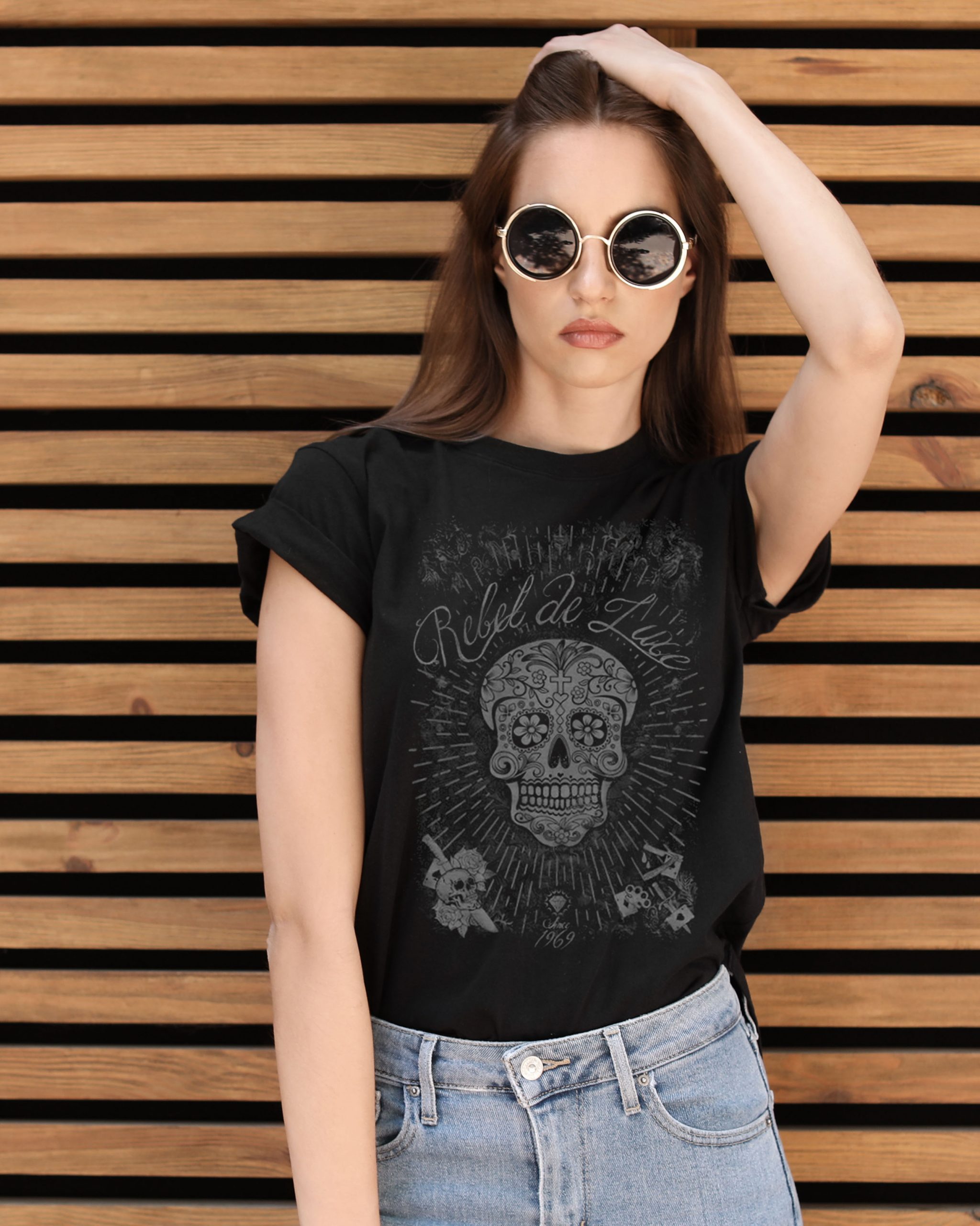 Camiseta negra mujer logo IBF Rock & Roll - Ibiza Fashion